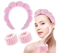 YUXIANLB Juego De Diadema De Spa Para Lavar La Cara Esponja Suave Diadema De Maquillaje Cuidado De La Piel Muñequera Toallas Moda Lindo Accesorio Para La Cabeza