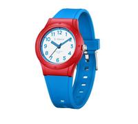 Yuxier Reloj analógico para niños y niñas, con correa suave, para deportes al aire libre, resistente al agua, para enseñar el tiempo, reloj de pulsera de cuarzo para niños de 3 a 14 años, Azul rojizo