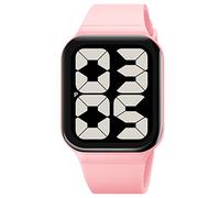 Yuxier Reloj para hombre con pantalla digital, electrónico, simple, moderno, clásico, impermeable, casual, para parejas, reloj cuadrado grande con luz EL, Rosa y negro, Correa