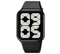 Yuxier Reloj para hombre con pantalla digital, electrónico, simple, moderno, clásico, impermeable, casual, para parejas, reloj cuadrado grande con luz EL, Negro y negro., Correa