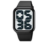 Yuxier Reloj para hombre con pantalla digital, electrónico, simple, moderno, clásico, impermeable, casual, para parejas, reloj cuadrado grande con luz EL, Blanco y negro., Correa