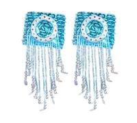 YUXITA Brazalete de danza del vientre con flecos brillantes y lentejuelas doradas, borlas brillantes, brazalete para danza del vientre