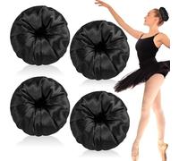Yuxung 4 unidades de moño de satén para el pelo, para hacer moños oscuros, retienen la humedad, fáciles de peinar, para mujeres, damas, ballet militar y negocios (negro)