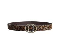 YUYANGDZI Cinturón de piel para mujer, estampado de leopardo, para mujer, pantalones vaqueros, vestidos, 3 cm de ancho, incluye caja de regalo, Hebilla de bronce con estampado de leopardo, L: 120cm