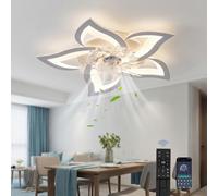 yuye Ventilador de techo con luz, moderno, LED regulable, con ventilador y control remoto, silencioso, con un creativo diseño en forma de flor de acrílico, ideal para dormitorio y cocina (69CM)