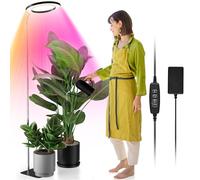 YUYMIKA 160 LED 5V4A lámpara para plantas de espectro completo, manguera flexible ajustable a 360° Grow Light, enchufe europeo, temporizador automático 3/9/12, varilla telescópica 11,8-59 pulgadas