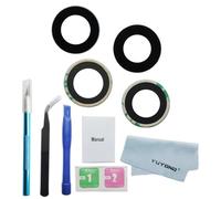 YUYOND 2 lentes de cristal originales de repuesto para cámara trasera para iPhone 15 y iPhone 15 Plus, adhesivo preinstalado con kit de herramientas de reparación y manual de instalación (idioma