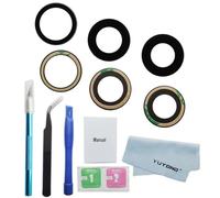 YUYOND 3 piezas OEM Original Cámara trasera Lente de vidrio de repuesto para iPhone 15 Pro Max 6.7 pulgadas con adhesivo preinstalado y kit de herramientas de reparación