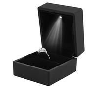 YUYTE 4 Tipos Caja de Exhibición de Joyería con Luz Led, Caja Anillo, Compromiso Boda Caja Anillo Led, Estuche de Almacenamiento de Joyería para Anillo para Mejor Regalo(Caja de Anillo)
