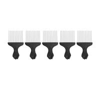 YUYTE 5 Púas de Pelo de Acero Inoxidable, Peine Desenredante de Plástico Negro con Diseño Ergonómico para Hombres, Herramienta de Peinado para Cabello Rizado y Trenzas