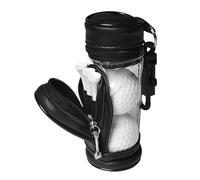 YUYTE Bolsa de Almacenamiento para Pelotas y Tees con Diseño de Bolsillo Doble, Capacidad para 3 Pelotas y 3 Tees, Material de PVC con Clip para Colgar (Black)