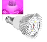 YUYTE Bombilla LED de Crecimiento de 18 W, Luz de Planta de Espectro Completo con 18 LED 11 Rojo 4 Azul 1 Blanco Cálido 1 Blanco 1 IR, Casquillo E27 E14 GU10 para Plantas de Interior (E14)