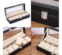 YUYTE Caja Expositora de Relojes de 24 Rejillas, Soporte de Almacenamiento de Relojes de Cuero PU con Cubierta Transparente y Almohada Suave para, para Uso en Tiendas de