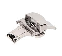 YUYTE Cierre de Correa de Reloj con Doble Botón de Acero Inoxidable, Cierre Desplegable de Reloj Profesional Plateado de Alto Acabado Plegable para Tienda de Relojes para Reparadores