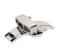 YUYTE Cierre de Correa de Reloj con Doble Botón de Acero Inoxidable, Cierre Desplegable de Reloj Profesional Plateado de Alto Acabado Plegable para Tienda de Relojes para Reparadores