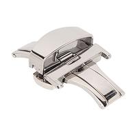 YUYTE Cierre de Correa de Reloj con Doble Botón de Acero Inoxidable, Cierre Desplegable de Reloj Profesional Plateado de Alto Acabado Plegable para Tienda de Relojes para Reparadores