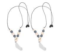 YUYTE Collar Sensorial, 2 Piezas de Collar Masticable de Silicona Suave con Colgante de Pluma para Niños, Juguetes Sensoriales de Madera de Haya para Morderse las Uñas del Cabello, (Gris claro)