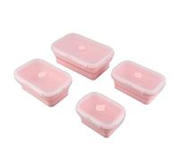 YUYTE Contenedores Plegables de Silicona para Almacenamiento de Alimentos, Juego de Caja de Comida de Cocina Portátil para Hombres y Mujeres, 4 Uds. (PINK)
