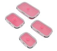 YUYTE Contenedores Plegables de Silicona para Almacenamiento de Alimentos, Juego de Caja de Comida de Cocina Portátil para Hombres y Mujeres, 4 Uds. (Rosa roja)