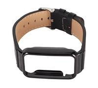 YUYTE Correa de Reloj de Cuero de PU, Accesorio Impermeable, Caja de Acero Inoxidable, Pulsera de Repuesto de PU para Reloj (BLACK)