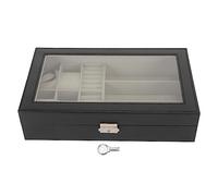 YUYTE Joyero para Hombre, Organizador de Almacenamiento de Anillos de Gafas de Reloj, Joyero Versátil con Decoración de Metal, Caja de Reloj para Tocador