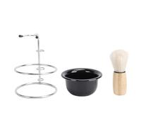 YUYTE Kit de Brochas de Afeitar para Hombres, Juego de Soporte para Cuenco de Afeitar con de Madera, con Pelo Sintético y Soporte de Acero Inoxidable para el Cuidado Facial en