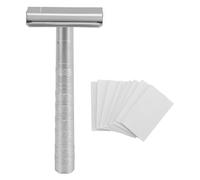 YUYTE Maquinilla de Afeitar de Seguridad de Doble Cara con Largo, Kit de Afeitado Húmedo Lavable para Hombres, Herramienta de Cuidado de Barba (plata esmerilada)