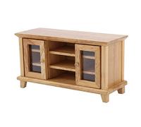 YUYTE Mueble de TV para Casa de Muñecas a Escala 1:12, Muebles de Madera en Miniatura con Puerta Que Se Puede Abrir, para Decoración de Sala de Estar de Casa de Muñecas para Niños (Color Madera)