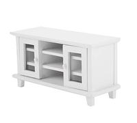 YUYTE Mueble de TV para Casa de Muñecas a Escala 1:12, Muebles de Madera en Miniatura con Puerta Que Se Puede Abrir, para Decoración de Sala de Estar de Casa de Muñecas para Niños (White)