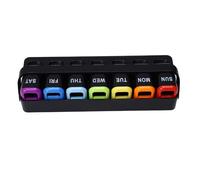 YUYTE Organizador Semanal Portátil para Tabletas - Caja de Medicamentos para 7 Días con Tapa Deslizante para Recordatorio, Soporte para Estuche de Viaje para Vitaminas, Tabletas y (BLACK)