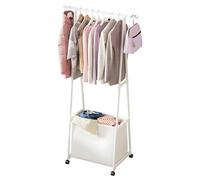 YUYTE Perchero con Cesto para la Colada, Perchero con Ruedas, Perchero para Colgar Ropa, Movilidad, para Dormitorio, Cuarto de Lavado (WHITE)