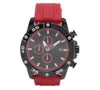 YUYTE Reloj Cronógrafo, Reloj de Negocios con Calendario Mecánico Informal de Silicona Resistente Al Agua para Hombres (Negro Rojo)