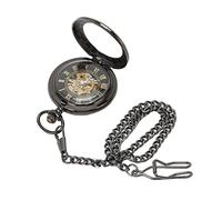 YUYTE Reloj de Bolsillo Mecánico, Esfera con Números Romanos, Reloj de Bolsillo Mecánico para Hombres, Reloj de Bolsillo de Doble Caja Vintage, Reloj de Bolsillo Esqueleto de Cuerda