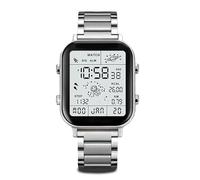 YUYTE Reloj Digital para Hombre, Reloj de Pulsera Resistente Al Agua con Correa de Acero Inoxidable, Reloj de Pulsera Cuadrado LED con Retroiluminación, Podómetro