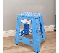 YUYTE Silla Taburete Plegable Taburete Plegable con Escalón de Puntos de Plástico para Vida Portátil, Silla Antideslizante, y Liviana para Adultos (Punto Blanco Azul Zafiro)