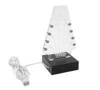 YUYTE Soporte para Púas de Guitarra Iluminado, Vitrina LED Alimenta por USB en Forma de Cabezal de Guitarra, Diseño de Acrílico y Madera, Accesorios de Guitarra, Regalo para