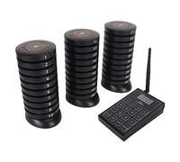 YUYTE Zumbadores de Restaurante de Largo Alcance, Sistema de Buscapersonas para Clientes, Sistema de Llamadas Inalámbricas Recargables de 30 Botones de 3280 Pies de Distancia (Enchufe de la UE)