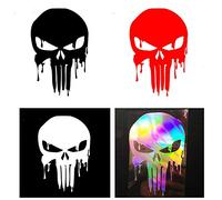 YUYU Calcomanía para coche tallada fantasma, jinete, castigador, calavera sangrante, divertido adhesivo reflectante para coche, paquete de 4