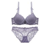 YUYUCH Conjunto de Sujetador y Bragas de lencería cómoda con Lazo de Encaje y Relleno con realce para Mujer