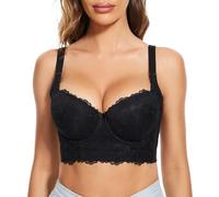 YUYUCH Sujetador con Aros de Cobertura Total Push up para Mujer,Sujetador de Copa Profunda con Grasa de Espalda Oculta,Sujetador Trasero Ancho Sculpting Uplift