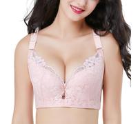 YUYUCH Sujetador Push up con Relleno para Mujer de Talla Grande Encaje Floral con Aros Sujetador de Espalda Ancha Copa Suave Sujetadores de Todos los días
