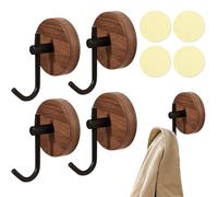 Yuyueda 4 ganchos de madera de nogal para colgar ropa, autoadhesivos, ganchos de pared de madera, ganchos de madera rústicos montados en la pared, ganchos adhesivos decorativos para guardarropa