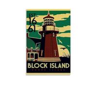 YUYUMEGDE Block Island - Póster decorativo de Rhode Island, lienzo para pared e impresión artística moderna para decoración de dormitorio familiar, 40 x 60 cm