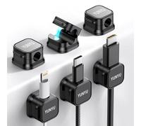 YUYUN - 6 clips magnéticos para cables organizadores con fuerte adhesivo para escritorio, pared y coche, clips de organizador de cables para cargadores de teléfono, auriculares, cables para oficina
