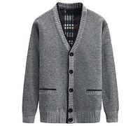 Yuyungongsi Cárdigan Chaqueta Punto Hombre Invierno - Sudadera Sin Capucha Con Botones, Sweater Suéter Jersey Cárdigan Sudaderas Hombres Gris XXL