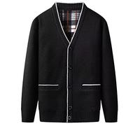 Yuyungongsi Cárdigan Hombre Chaqueta Sudadera - Punto Sin Capucha Con Botones Sweater Suéter Jersey Invierno Negro XL