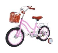 YUYUZI Bicicleta infantil de 14 pulgadas con ruedas estabilizadoras, primera bicicleta para niños de 3 a 7 años, juguete para exteriores, segura y ajustable (rosa)