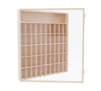 YUYUZI Vitrina de pared de madera con puerta acrílica - 50 compartimentos + 1 compartimento grande para figuras de acción, minifiguras y coleccionables, armario de vitrina a prueba de polvo para Lego