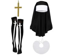 YUYWWAN Accesorios para Disfraz de Monja Mujer, Monjas Costume Accessories Set Halloween, Accesorios de Monja Disfraz Mujer para Halloween Juego de Rol (A)