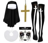 YUYWWAN Accesorios para Disfraz de Monja Mujer, Monjas Costume Accessories Set Halloween, Accesorios de Monja Disfraz Mujer para Halloween Juego de Rol (E)